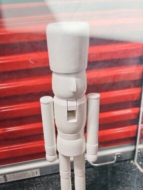 White Wooden Nutcracker-Style Figurine